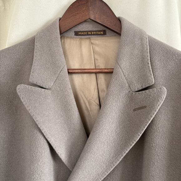 Vtg Jonathan Perth Cashmere Blend Tan Double Breasted Trench Overcoat Chest 46 - Picture 4 of 16